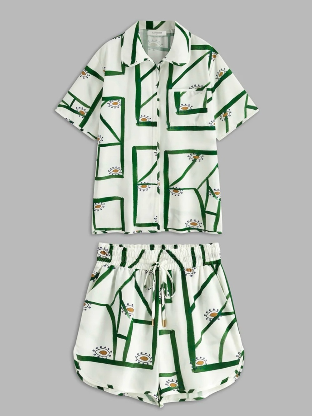 Commense Print Drawstring Shorts Set -S